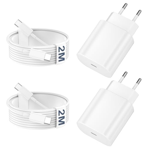 USB C Ladegerät mit Ladekabel für iPhone 17 16 15 Pro Max Air Plus 25W USB-C Schnellladegerät mit 2M USBC Kabel Schnellladekabel 4-Pack Typ C Adapter Netzteil Stecker für iPad Samsung S25 S24 S23
