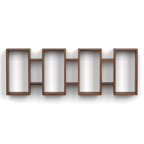 Image of BLUEWUD Steda Multipurpose Wall Mount /Free Standing Bookshelf, Open Decor wall Display Shelves, Storage Cabinet Racks Organizer for Living Room Bedroom Office Home (Brown Maple)