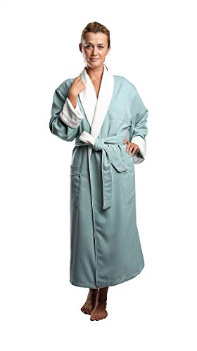 Terry Lined Microfiber Hotel Robe - Luxury Spa Bathrobe by Monarch/Cypress (Medium, Sage)
