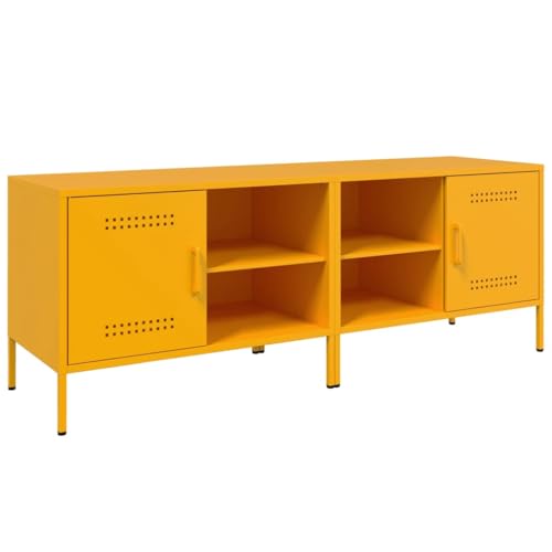 vidaXL Meubles TV 2 pcs Jaune Moutarde 68x39x50,5 cm Acier, Support TV, Buffet TV, Meuble multimédia, Banc TV, Armoire HiFi, Centre de Divertissement