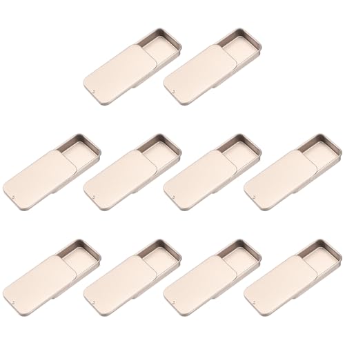 Image of uxcell 10Pcs Slide Top Tin Containers, Mini Metal Empty Tins Box with Sliding Lids, 2.4 inchx1.3 inchx0.4 inch Rectangular Storage Organizers for Lip Balm, Solid Perfume, Small Items, Rose Gold