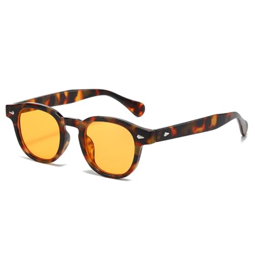 Lunettes de soleil avec rivets décoratifs punk et monture léopard
