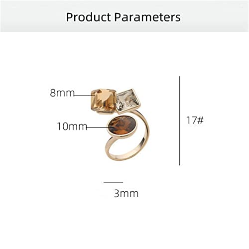 Dtja Geometric Crystal Statement Adjustable Open Ring For Women Girls Stacking Bezel Round Princess Cut Cube Cz Art Deco Finger Rings Comfort Fit Fashion Birthday Wedding Christmas Jewelry Gift Size8-10 thumb #5
