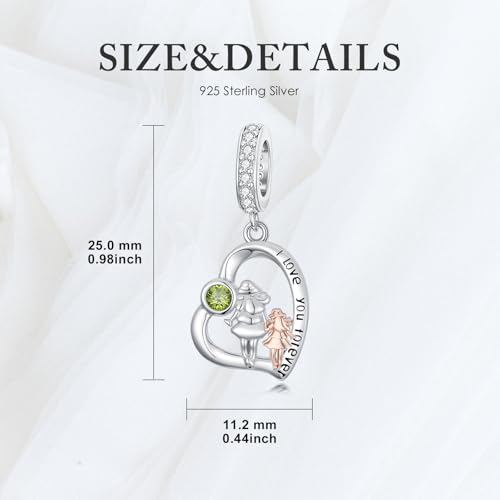 Image of PROESS Father Mother Daughter Charm fit Charms Bracelet Sterling Silver Charms for Bracelets Birthday Valentines Day Gifts for Daughter Mother Lover