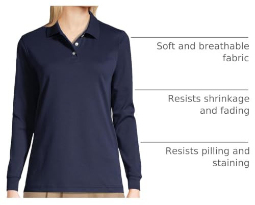 Image of Lands' End School Uniform Kids Long Sleeve Interlock Polo Shirt