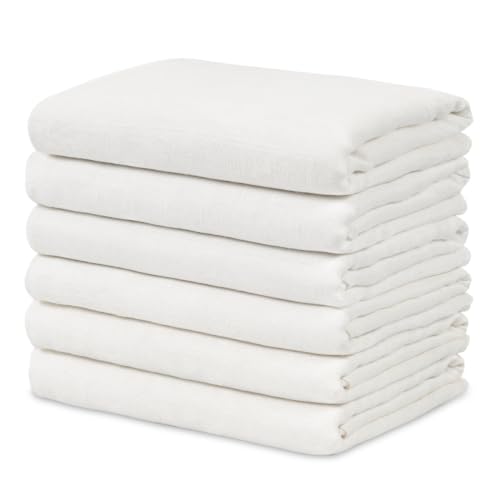 Image of GLLQUEN BABY Receiving Blankets Muslin Swaddle Blanket for Newborn Girl Boy | Cotton Squares Baby Blankets, Soft & Thin Swaddle Cloth, Breathable Absorbent Infant Swaddling Wrap - 6 Pack (White)