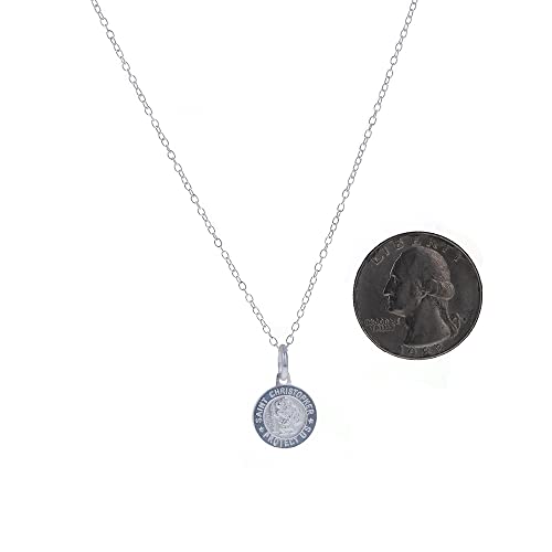 Sterling Silver, Mini St Christopher Pendant and Necklace, Dainty Open Cable Link Chain, Religious Pendant2