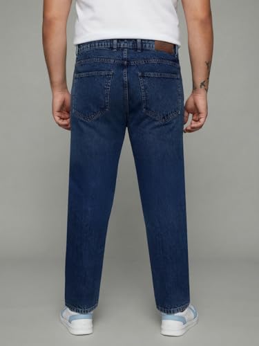 Image of Urbano Plus Men's Relaxed Fit Washed Denim Jeans Non-Stretchable
