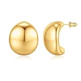 Pendientes de aro gruesos de oro para mujer, chapados en oro de 14 quilates, hipoalergénicos, gruesos, para mujer, aretes de aro de oro grueso para mujer, joyería de oro para mujer
