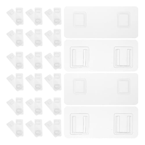 Mobestech 20 Sets Self Adhesive Wall Hooks for Power Strip Organization