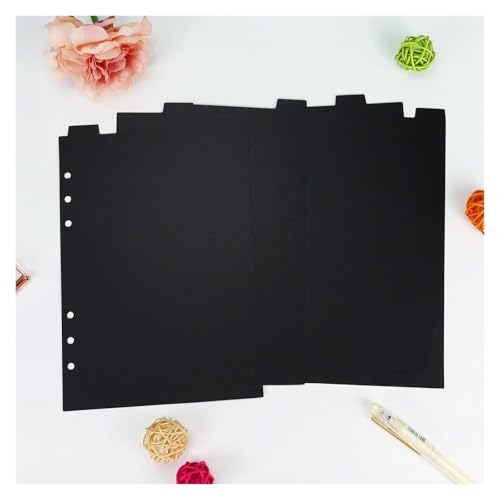 Intercalaires A5 à 6 trous en PP rose et noir pour classeur et organiseur de notes - 6