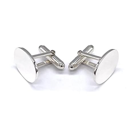 925 Sterling Silver Oval Shaped Plain Cufflinks, Cuff Links Suitable to Personalized Engraved Cover