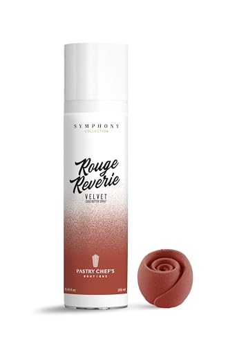 Pastry Chef's Boutique Symphony Collection Velvet Texture Effect Cocoa Butter Color Spray for Pastry and Cake - 8.4 Oz. (Rouge Reverie, 8.45)