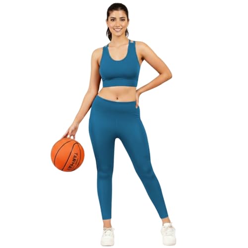 Image of NINQ high Waist Women Gym Compression Pants for Workout with Pocket, Yoga & Exercise, Active Wear Legging Sports Tights Trousers with Comfortable Fit for Running, Jogging & Training