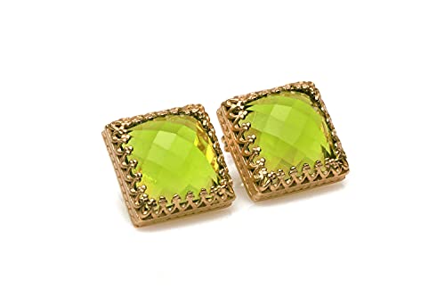 Boucles d'oreilles péridot carré de créateur, bijoux faits à la main d'exception - 3