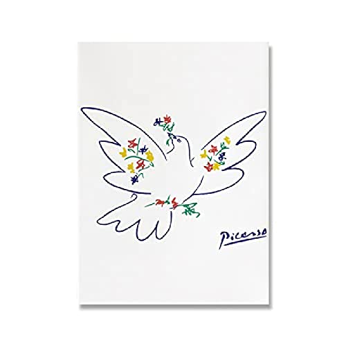 SIDIAN Picasso Toile Tableau Peintures Ligne Picasso Affiches & Poster Colombe De La Paix Peinture CréAtivité Tableaux Salon Moderne Decoration 60x80cm sans Cadre