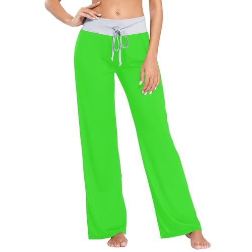 KLL Pyjama vert fluo pour femme avec pantalon pour femme pour imprimé d'automne, vert fluorescent, Medium