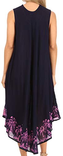 Sakkas 40Se Sundari Caftan Tank Dress/Cover Up - Navy/Pink - One Size #TOP1