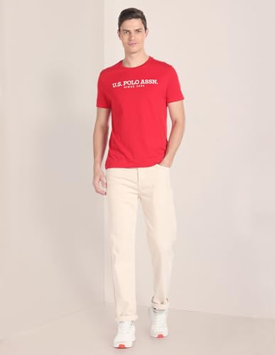 Image of U.S. Polo ASSN. Knitted Slim Fit Cotton T-Shirts for Men - Breathable & Comfortable, Half Sleeves Mens Casual T Shirts