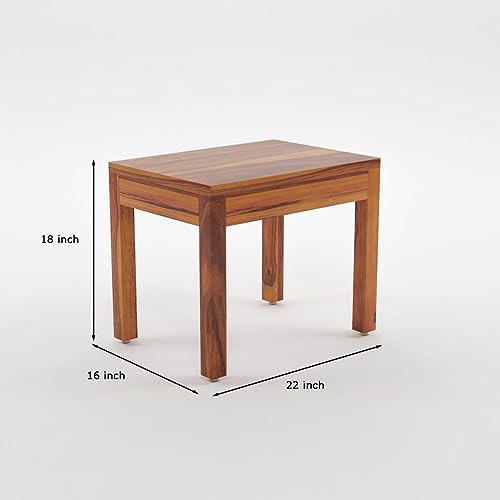 Image of Sheesham Wood Dining Table 4 Seater | Square Four Seater Dinning Table with 3 Chairs & 1 Bench for Home | Wooden Kitchen Dinner Table 4 Seater | Dining Room Sets for Restaurants | Teak Finish