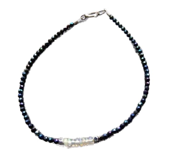 Bracelet opale d'Éthiopie et spinelle noir LKBEADS LCBR-2826 pour homme et femme