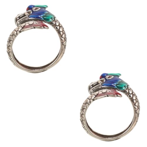 ODHLMFQ 2pcs Adjustable Dragon Minimalist Open Retro Jewelry Women Versatile Finger Ring for Daily and Special Occasions Comfort