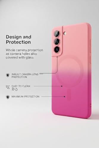 Image of amazon basics Gradient Mag-Safe Case for Samsung Galaxy S21FE 5G | Soft Silicone Shockproof Cover with Camera Protection | Slim Lightweight Design | Smooth Touch & Durable - Light and Dark Pink