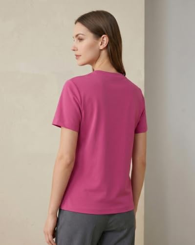 Image of NOBERO 100% Cotton T-Shirts for Women Stylish | Regular Fit | Solid T Shirts for Women 180 GSM Combed Cotton | Crew Neck Half Sleeve