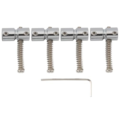 Musiclily Pro 19mm Steel Bass Bridge Saddles for 4-String Precision Jazz Bass, Chrome (Set of 4)