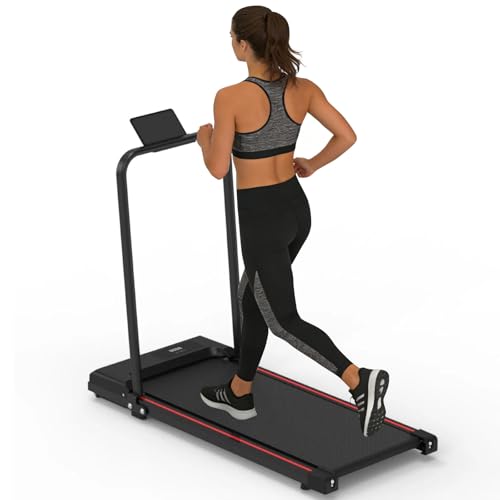 Image of Folding Treadmill, 1.5HP 221 LBS Capacity Walking Pad with Handle Bar, Under Desk Treadmill with Remote Control, LED Display Foldable Portable Treadmills for Home Small, Office