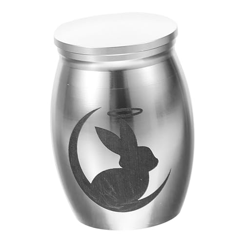 UTHCLO 小型ステンレス製ペット骨壷 兎デザイン 密封蓋付き 遺灰保存用 ミニ骨壷 メモリアル遺骨入れ 大切な思い出を守る