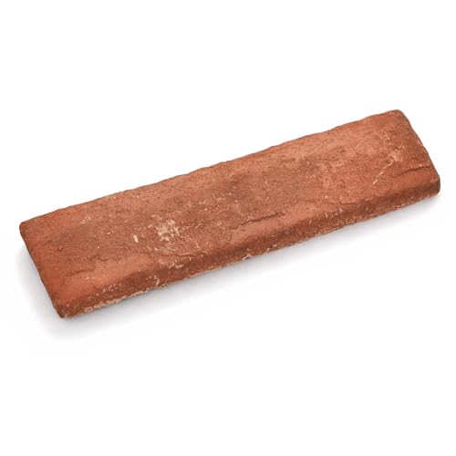 Maasechs 1 Pcs Red Thin Wall Brick Veneers 8 x 2.4 Inch Faux Brick Tiles for Kitchen Backsplash Fireplace 3D Textured Plaster Wall Panels DIY Indoor Decor for Living Room, TV Background