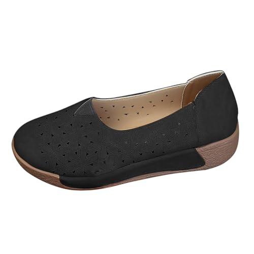 Women's Floral Ballet Flat Flats Shoes Slip On Flowers Round Toe Casual Dress Hollow Hole Summer Comfortable Work Office PU Leather Fashion Trendy Lazy with Eyelets Loafers