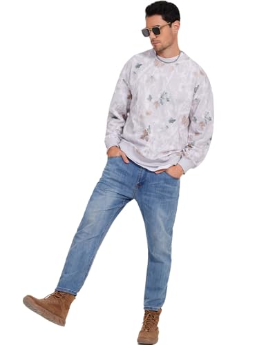 Flygo Mens Camo Sweatshirt Maple Leaf Print Crewneck Sweatshirts Oversized Casual Long Sleeve Fashion Pullover Top4