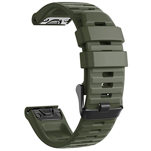 Bracelet de montre en silicone 22mm vert armée pour Garmin Fenix 7