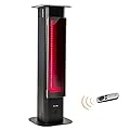 EAST OAK Patio Heater, 1500W Infrared Electric Heater, Portable Premium Tower Outdoor Heater with Nanocrystal Glass, IP65 Waterproof and Tip-over & Overheating Protection, 3 Heat Settings