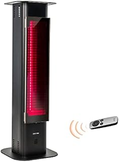 EAST OAK Patio Heater, 1500W Infrared Electric Heater, Portable Premium Tower Outdoor Heater with Nanocrystal Glass, IP65 Waterproof and Tip-over & Overheating Protection, 3 Heat Settings