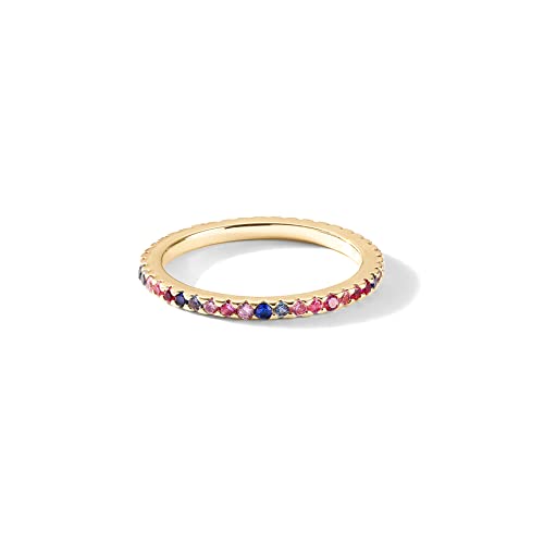 Pavoi 14K Yellow Gold Plated Sterling Silver Stackable Ring Colored Cz Stones | Multi Color Stones Eternity Bands For Women (Size 8) #TOP2