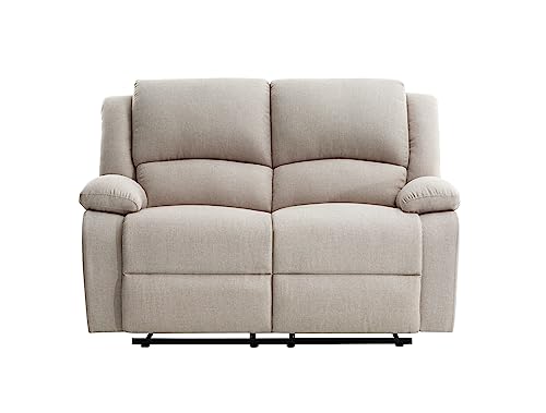LOUNGITUDE - DETENTE - Canapé de Relaxation - Manuel - 2 Places - Inclinaison réglable - en Tissu - Beige -L143cm