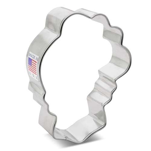 Halloween & Day of the Dead Sugar Skull with Flowers Cookie Cutter 3", Made in USA by Ann Clark