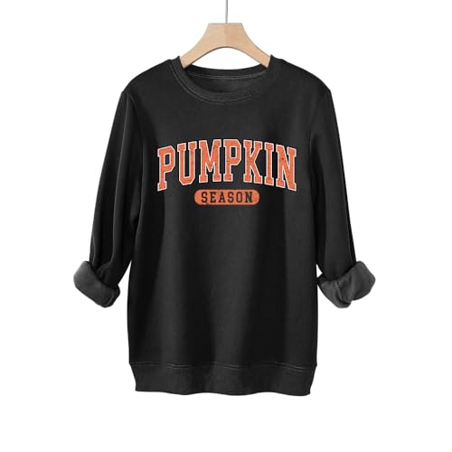 Pumpkin Season Halloween Sweatshirt for Women Fleece Pullover Vintage Graphic Long Sleeve Shirts Casual Crewneck Tops2
