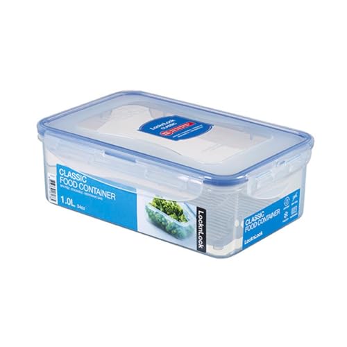 LocknLock PP Classic Vorratsdose mit Ablaufgitter | 1 L | 20,5 x 13,4 x 6,9 cm | 100 % luft- und wasserdicht | Gefrier-& Kühlschrank Organizer | Spülmaschinen-& Mikrowellengeeignet