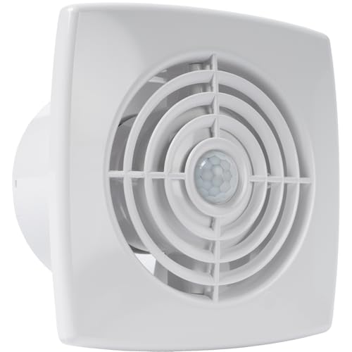 Vent Systems 100 mm elektrisch Badventilator - Weiß mit Bewegungssensor und Zeitschaltuhr - Wand, Deckenmontage - geräuscharmer Abluftventilator - energieeffizienter Ventilator für Haus, Küche, Garage