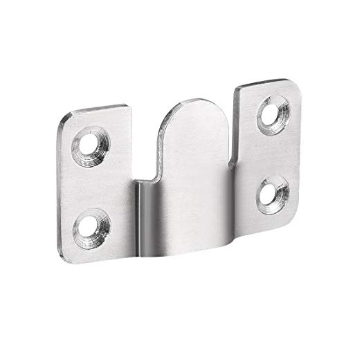 Image of uxcell Flush Mount Bracket, 53x30mm Stainless Steel Wall Mount Clip Hook for Picture Frame Hanger, 5 Pcs
