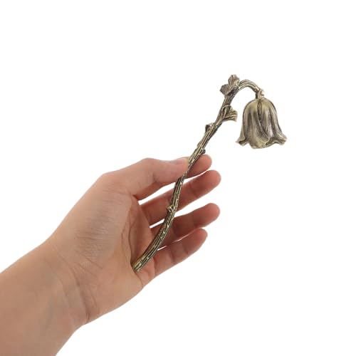 ANDRESLAD Kerzenlöscher mit Langem Griff Messing Retro Blumen Design Flammenlöschgerät für Sichere Kerzendocht Entfernung und Dekorative Wohnraumgestaltung