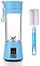 JSY Sokowirówka Puchar Przenośne 6 Ostrza Sokowirówka Puchar Szklana Butelka USB Akumulator Cup Maszyna Owocowy Smoothie Milkshake Maker z pędzlem Juicers (Color : Blue)