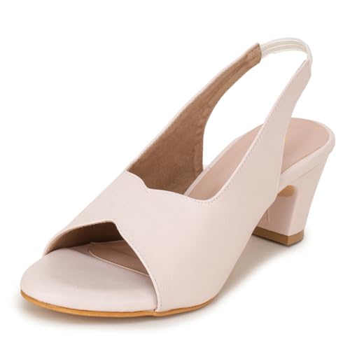 Image of TRASE Ankle Strap Pointed Toe Block Heel Pumps Sandals For Women| Fashionable Sandals, Office, Party and Formal Occasions | Light weight, Soft Footbed, Comfortable & Stylish - (47067)