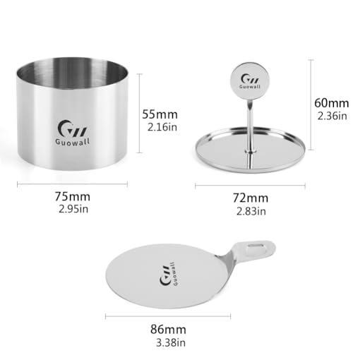 Guowall 6 Pack Seamless Cake Food Mold Cheesecake Stainless Steel Cooking Mousse Rings 3 Inch Round Pastry Cutter for Baking (Includes 6 Rings 1 Pusher and 1 Lifter) by Guowall - Image 5