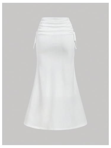 GORGLITTER Women's Ruched Skirt High Waist Tie Side Fishtail Flowy Long Skirts2