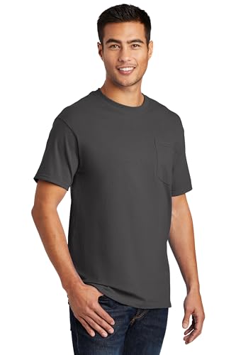 Clothe Co. Mens Heavyweight Cotton Pocket T-Shirt Plain Tee (Available in Big & Tall), Charcoal, XL